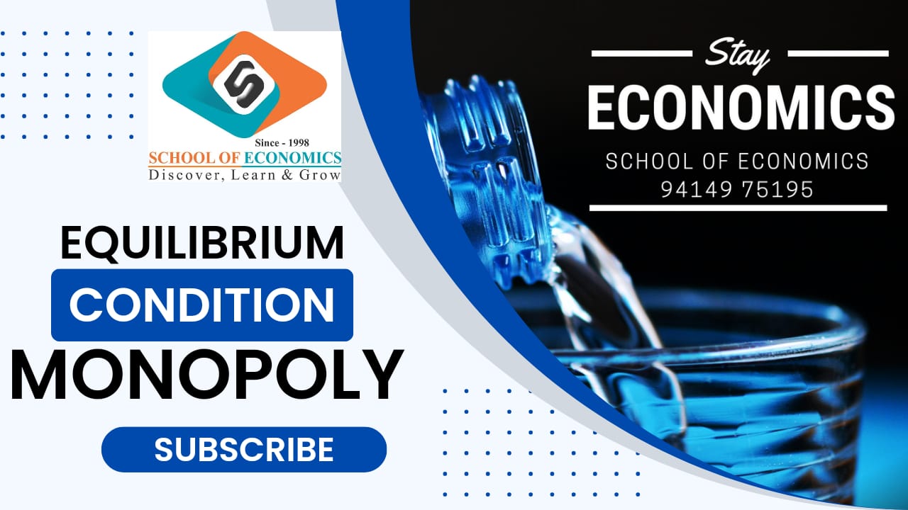 Equilibrium Condition in Monopoly (UGC-NET, IAS, IES, RBI, Ist Grade/KVS/PGT) |School of Economics|